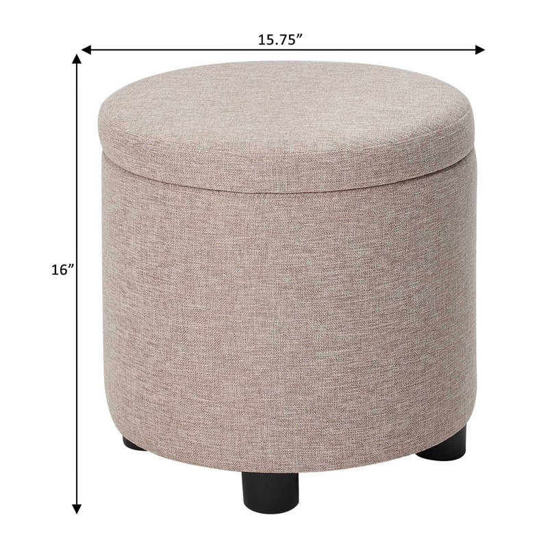Lark Manor Ahl Arsy 15.75'' Wide Fabric Round Storage Ottoman with
